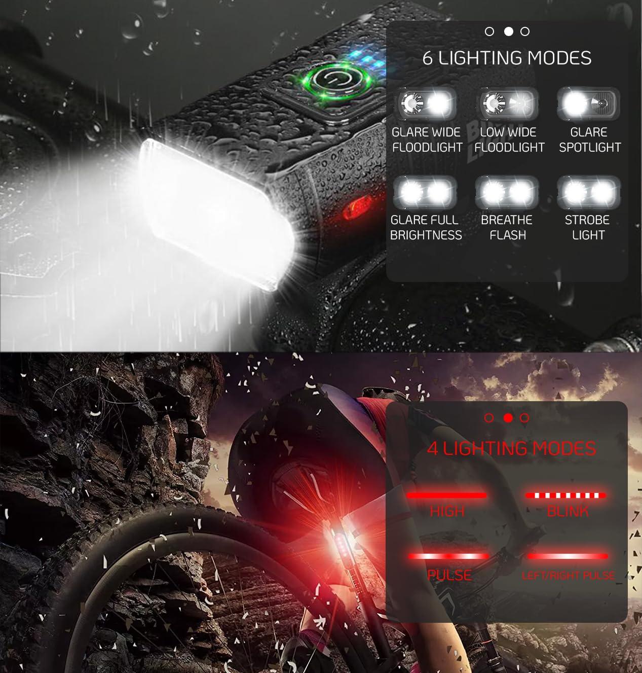 Outdoor Cycling LED Lights – USB Rechargeable Waterproof Bike Light Set for Night Safety and Visibility