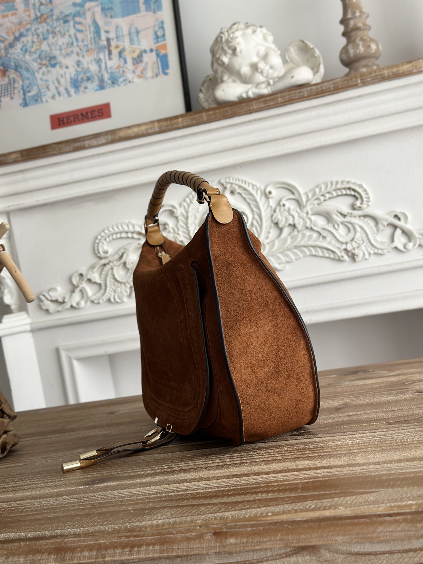 [TOP] Chloe Marcie Bag Suede Leather 37*25*9.5cm - Brown - 711 Luxury
