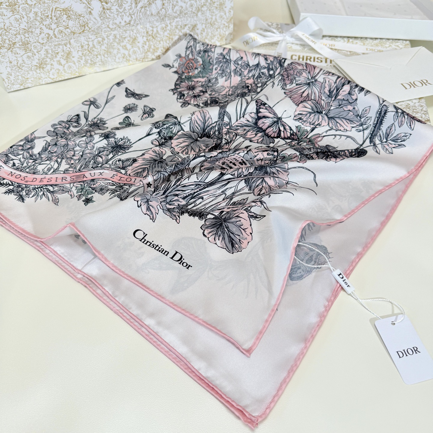 [TOP] Christian Dior Scarf 90x90cm - Pink - 711 Luxury