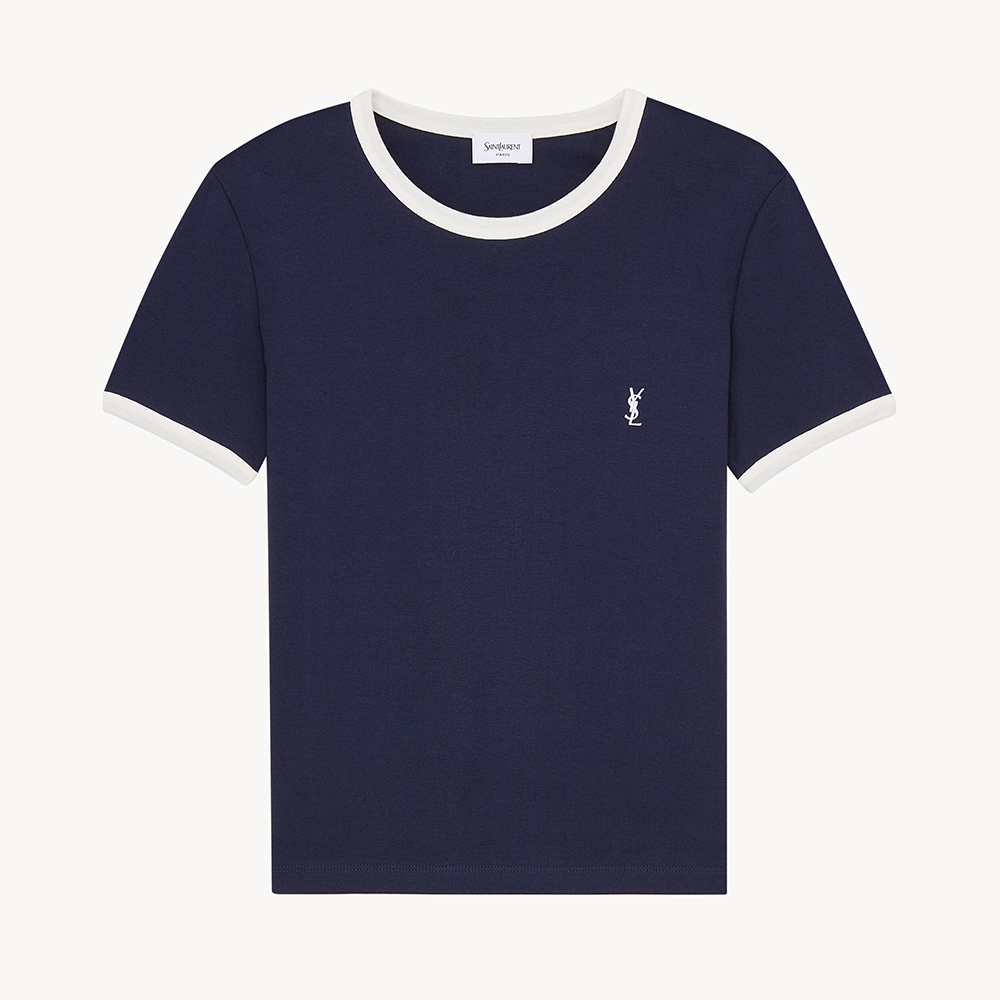 Saint Laurent CASSANDRE_T-shirt in ribbed cotton jersey in Blue #381467