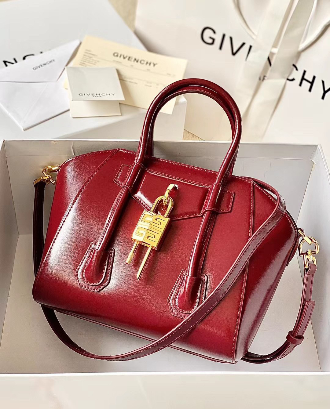 [TOP] GIVENCHY Antigona Tote Bag 23*27*13CM - Red - 711 Luxury