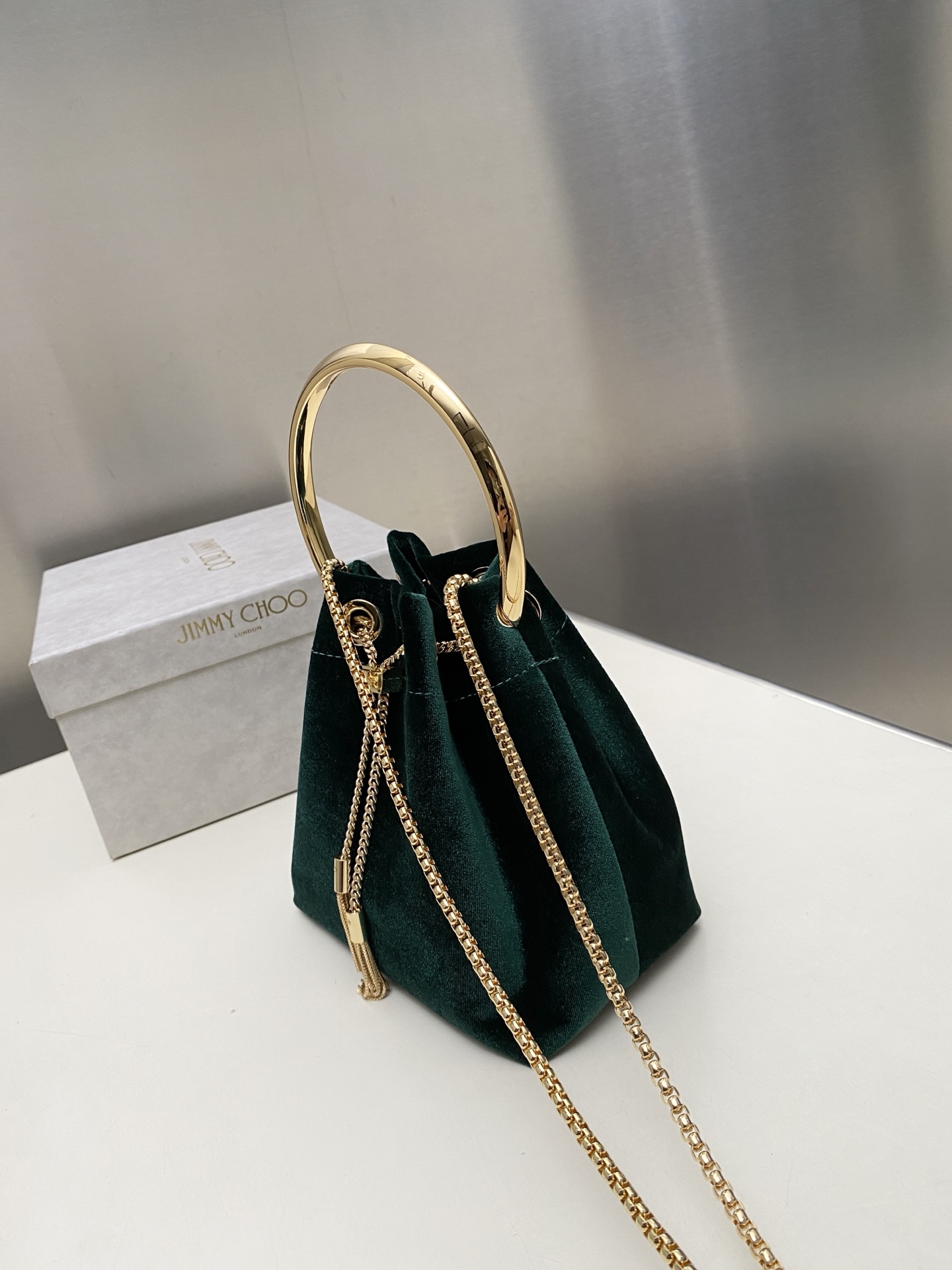 [TOP] JIMMY CHOO Bon Bon Bag 16*15*9.5CM - Dark Green - 711 Luxury