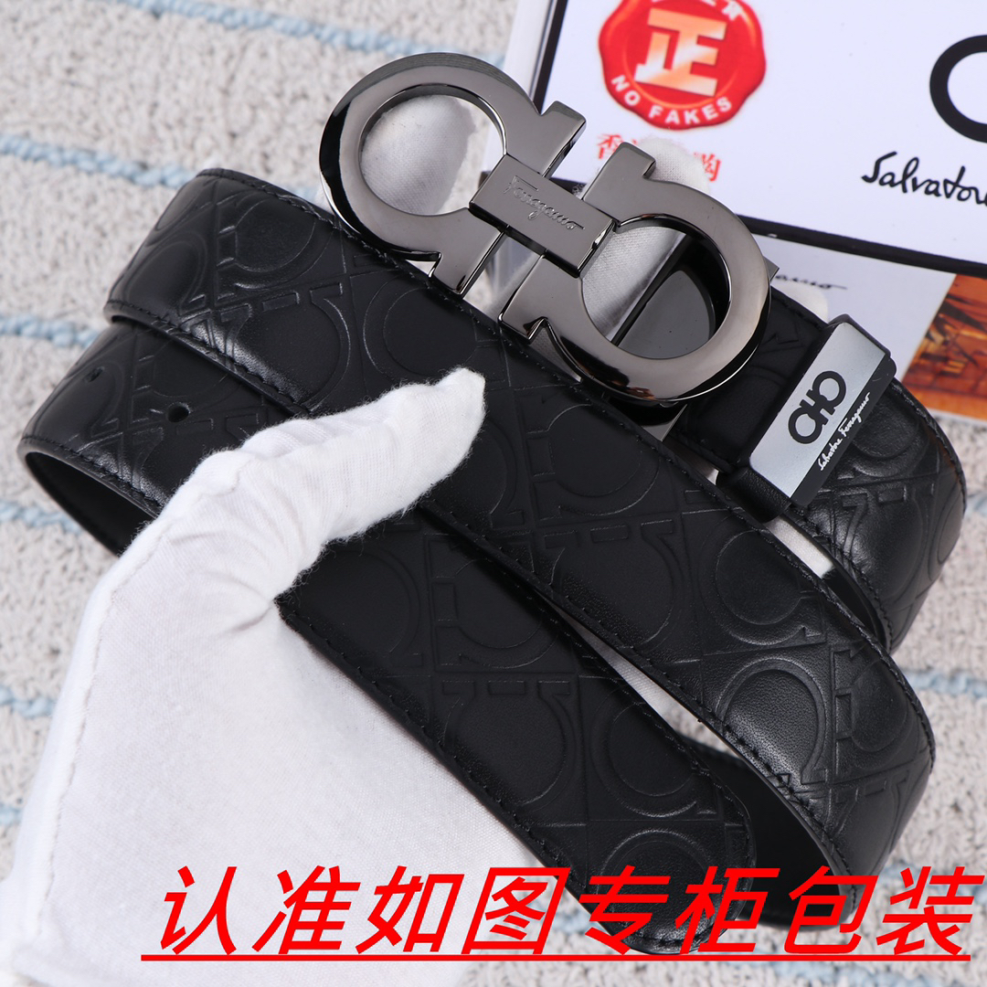 [TOP] Ferragamo Men's Belt 3.5cm - Black - 711 Luxury