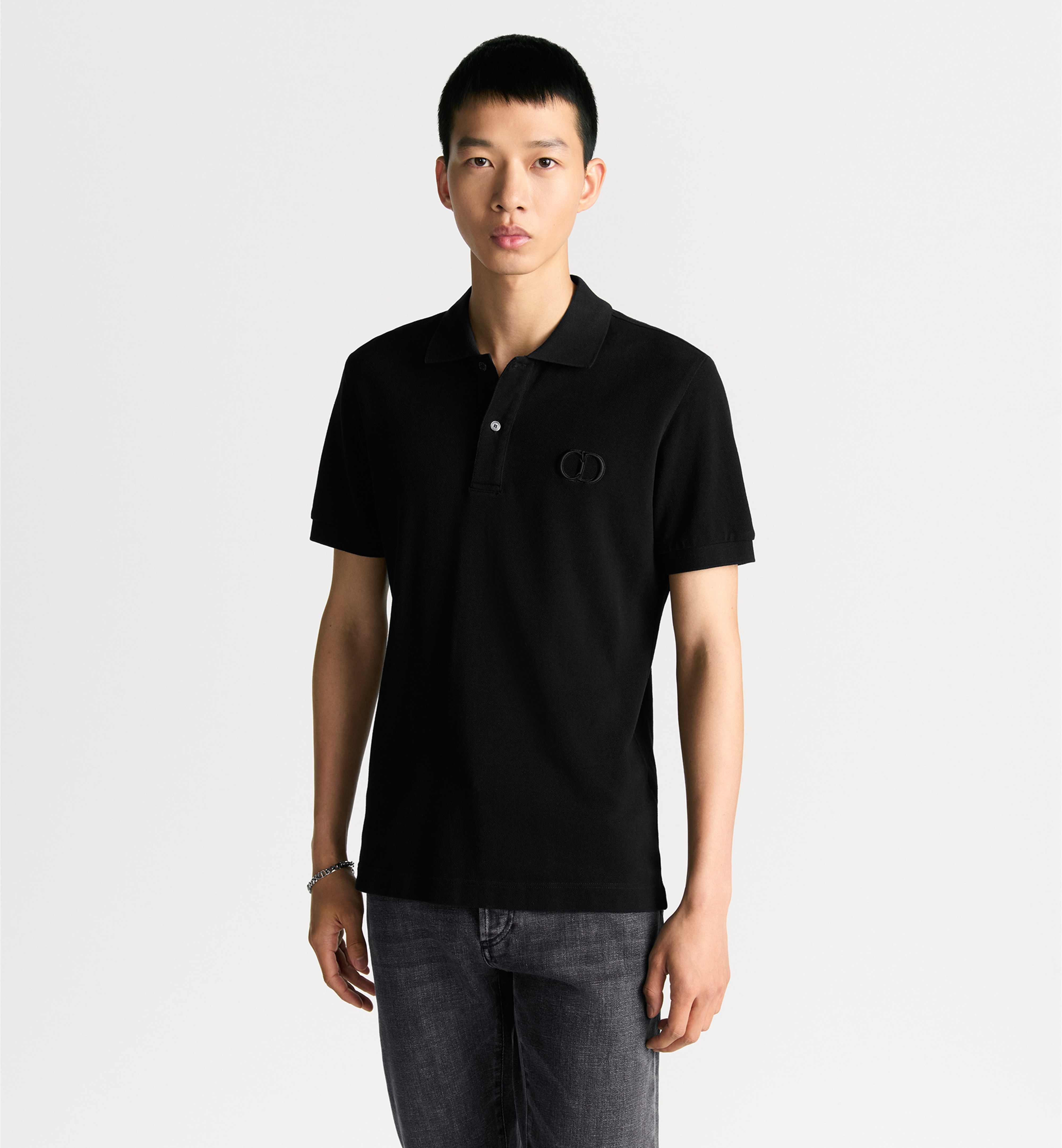 DIOR CD Icon Polo Shirt Black Cotton Piqué #384491