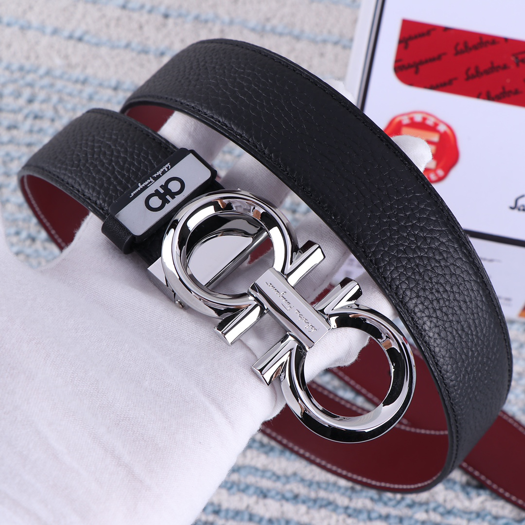 [TOP] Ferragamo Men's Belt 3.5cm - Black - 711 Luxury