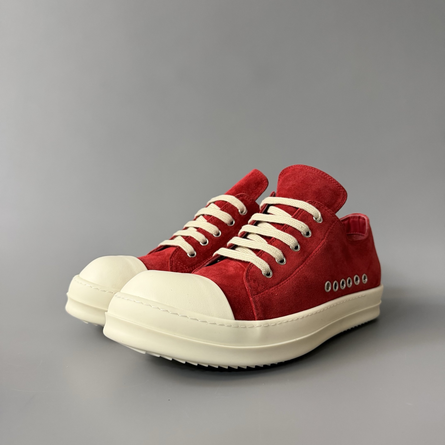 Rick Owens DRKSHDW Extreme Lace-up Flat Low-top Shoes Red #384459