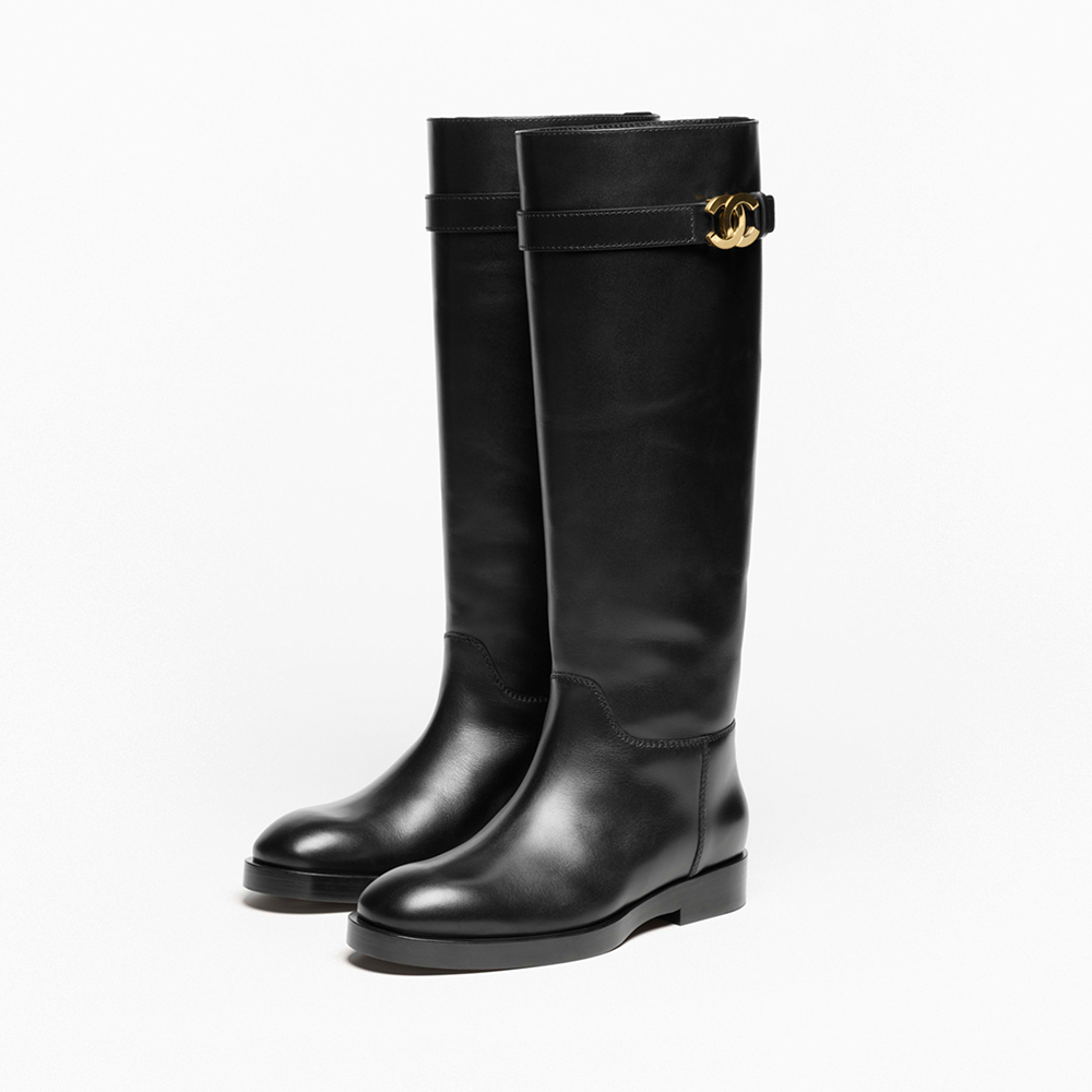 Chanel black Shoes CHANEL High Boots Calfskin Black #394088 | Nigo Office