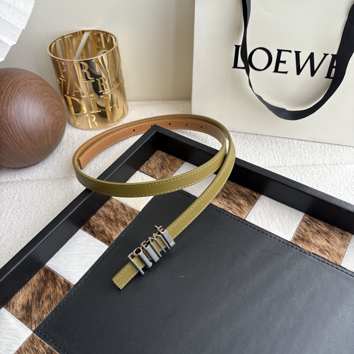[TOP] LOEWE Leather Belt 1.5 cm - Brown - 711 Luxury