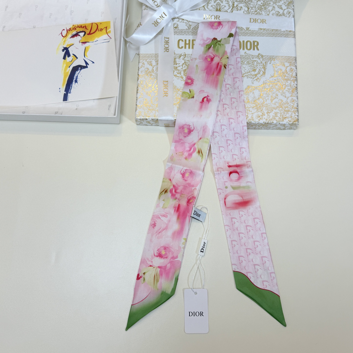 [TOP] Christian Dior Mitzah Twilly Scarf - Pink - 711 Luxury