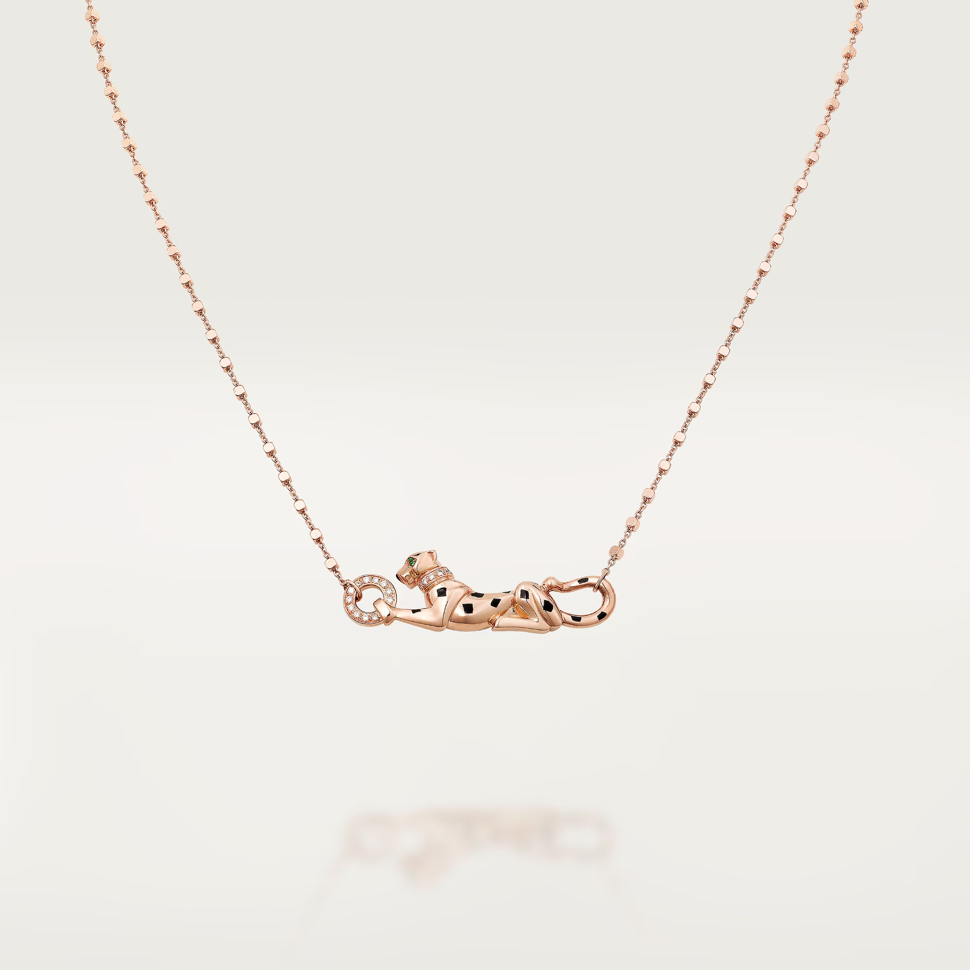 Carty Panther Pure Necklace, Rose Gold, Black Lacquer