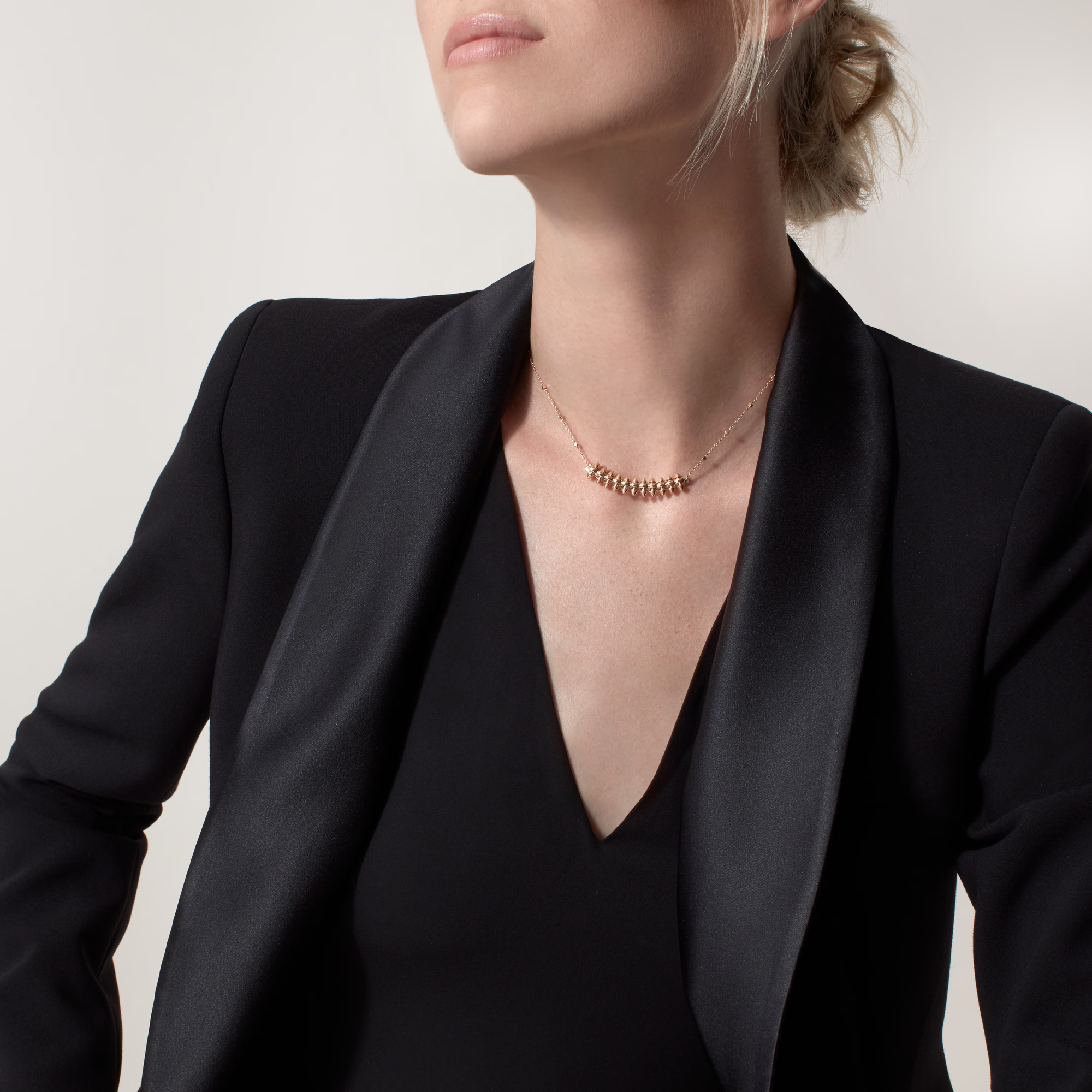 Carty Bullet Necklace, Rose Gold, Geometric Mesh