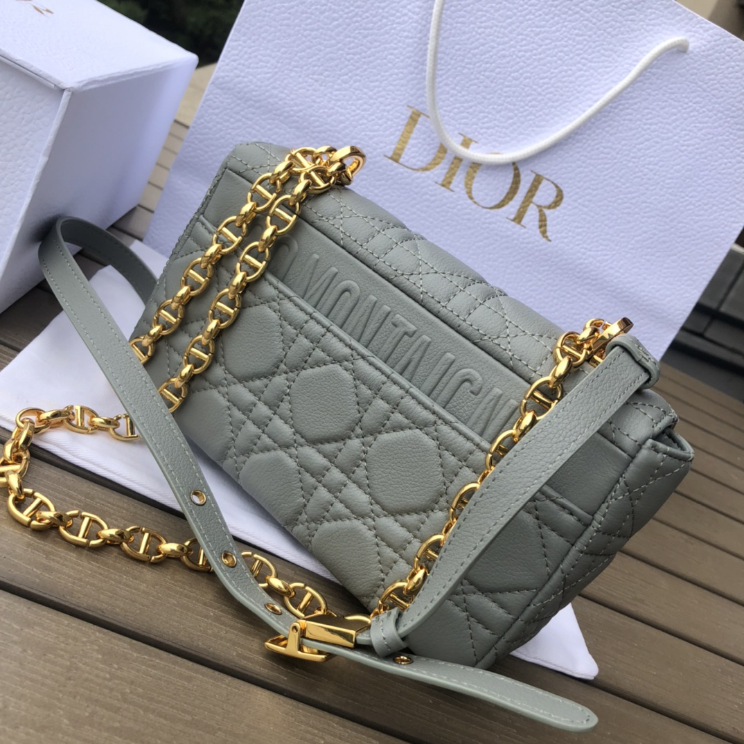 [TOP] Christian Dior Caro Bag Calfskin 20x12x7cm - Gray
