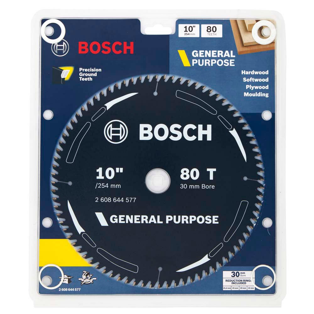 BOSCH 254mm 80T TCT Circular Saw Blade for Wood Cutting - GENERAL PURPOSE