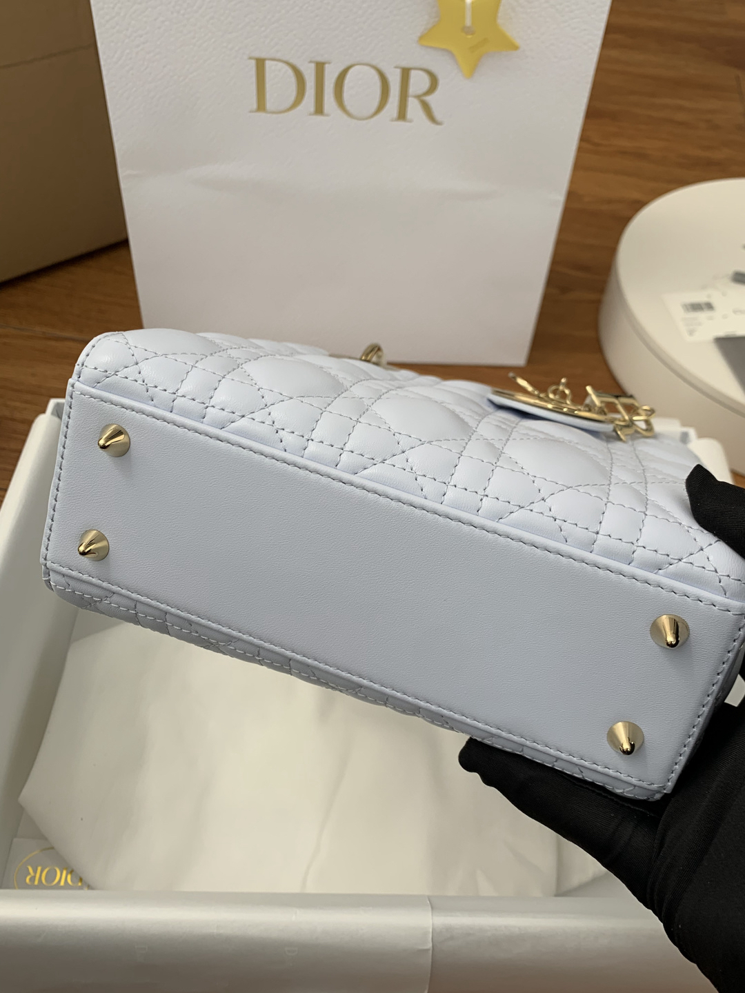 [TOP] Christian Dior Lady Dior Bag Lambskin 20x16.5x8cm - Blue