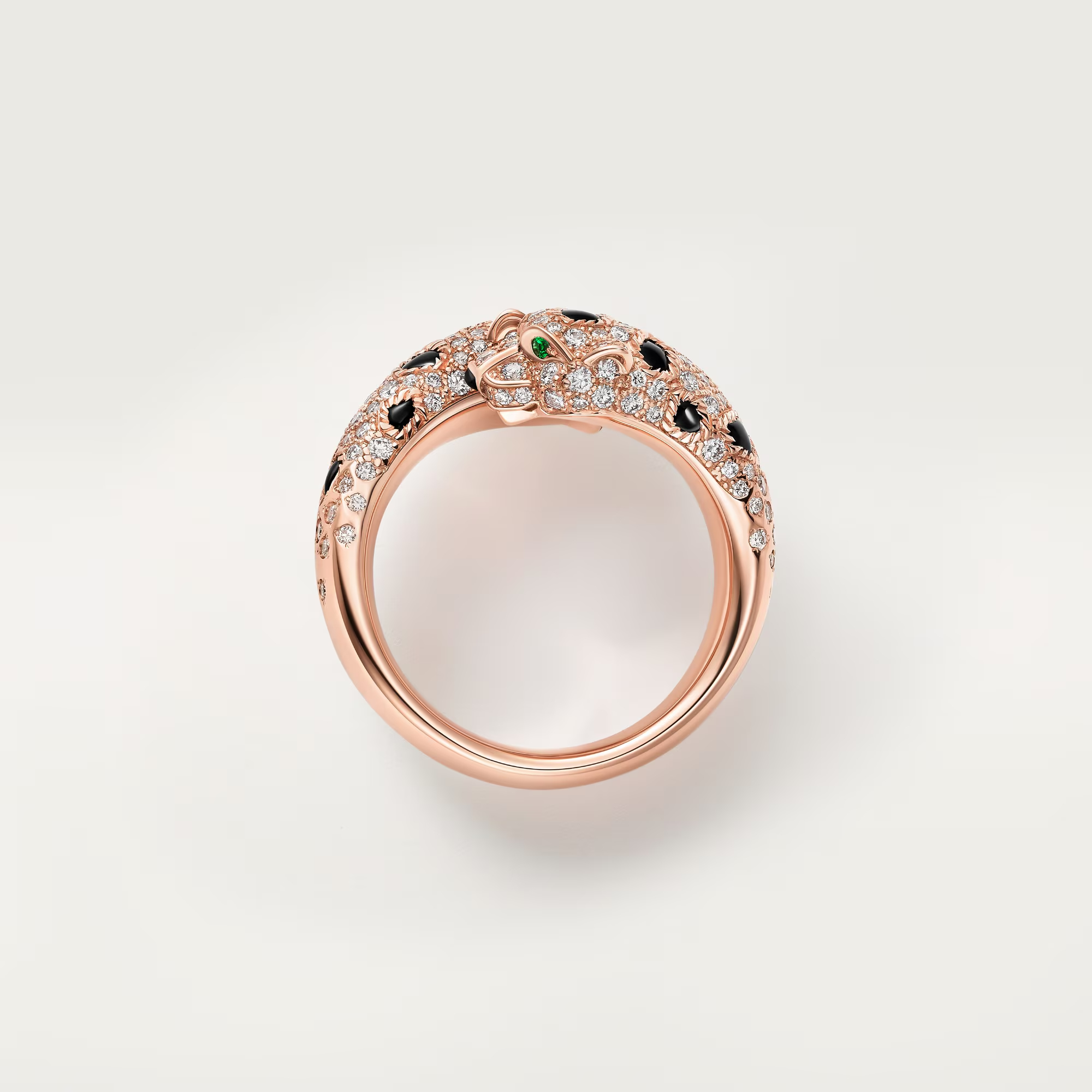 Carty Panther Motif Ring, Rose Gold, Double Head ,Semi-Paved