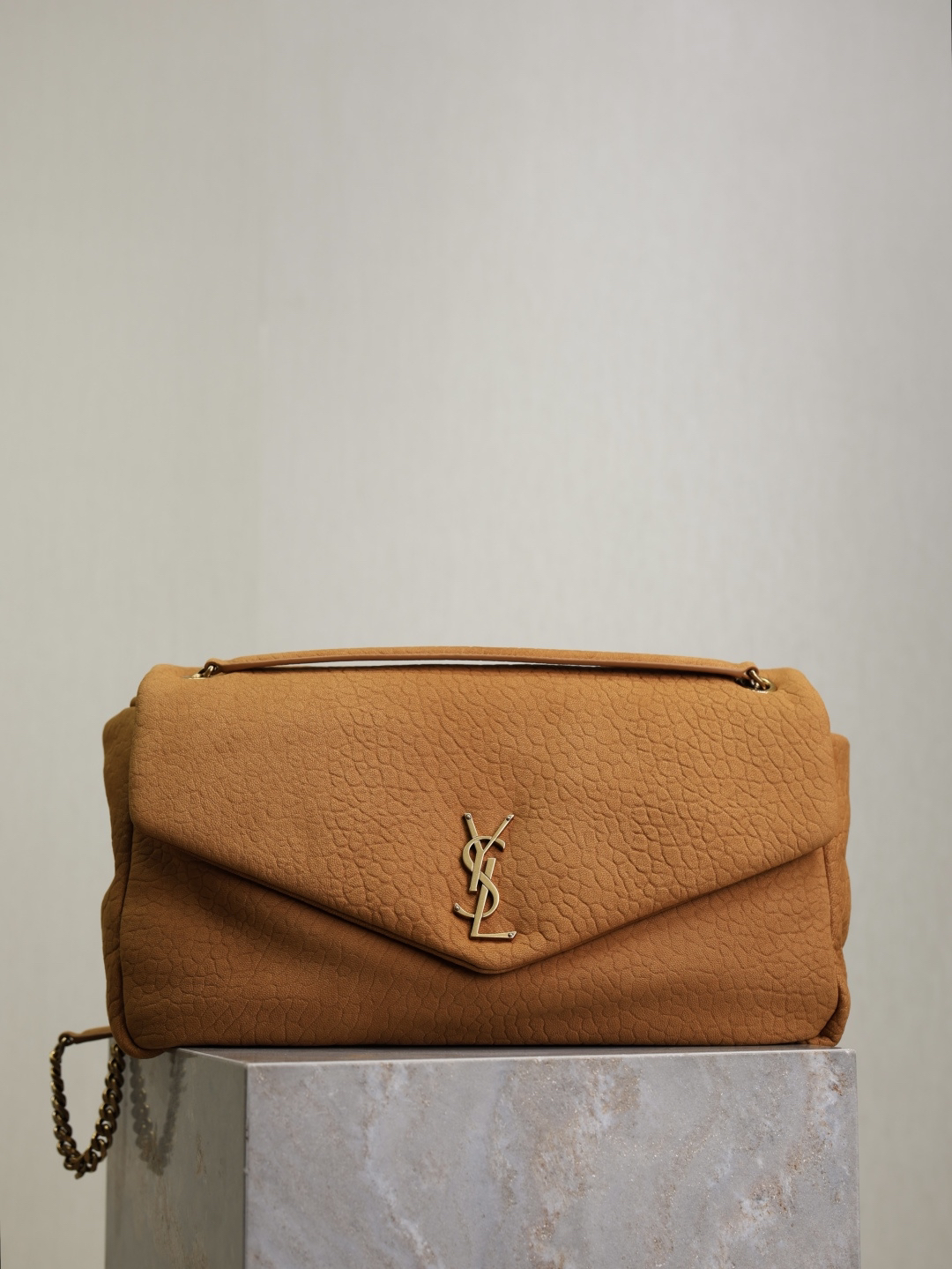 [TOP] Yves Saint Laurent YSL Calypso Chain Bag 38x21x10cm - Brown & GHW - 711 Luxury