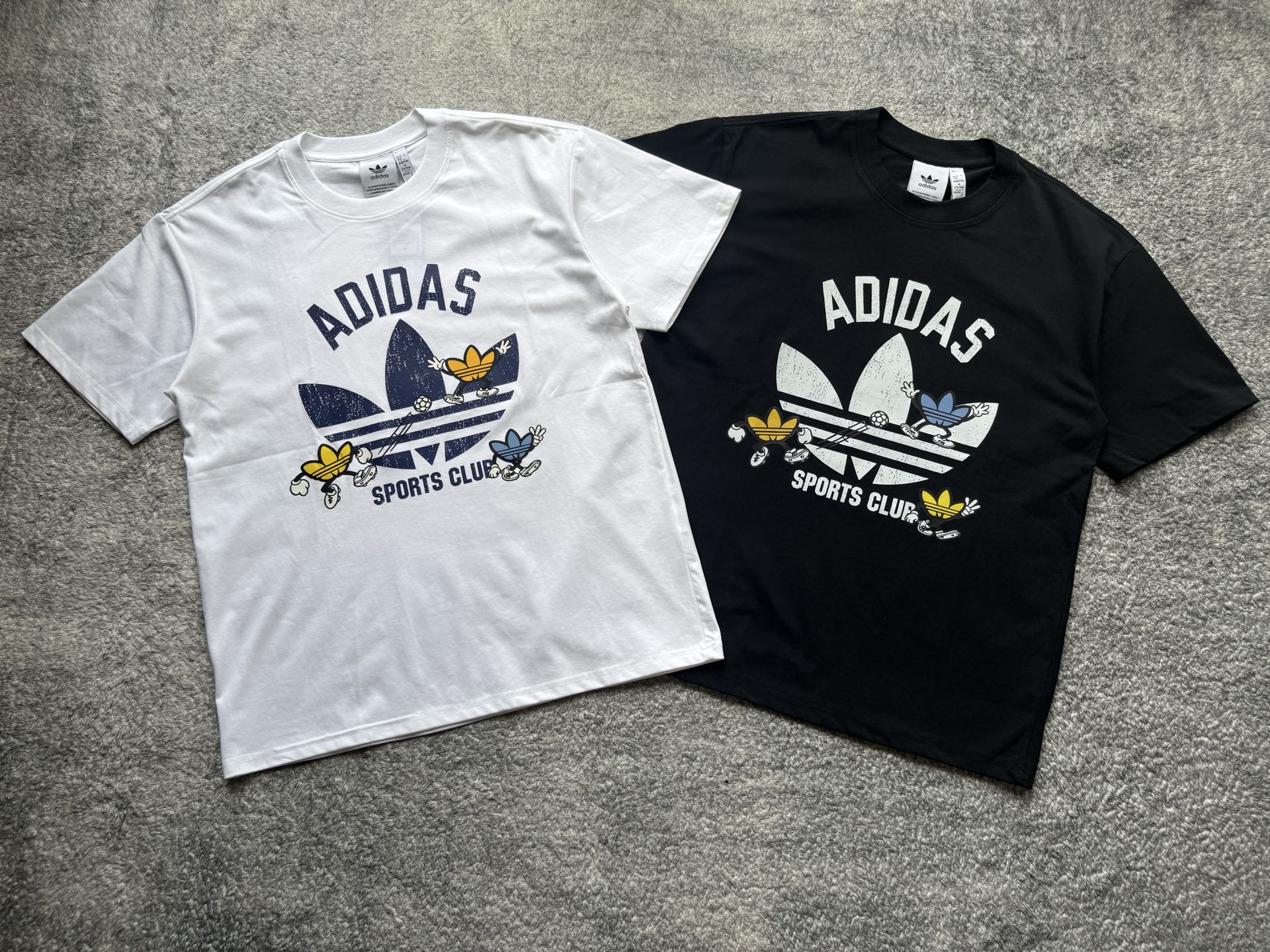 Adidas Unisex Kids Short Sleeve T-Shirt Vintage Cartoon Soccer Trefoil Sports Club Cotton Tee Full Tags Sizes 90-160 Boys Girls Summer Casual Sports Top