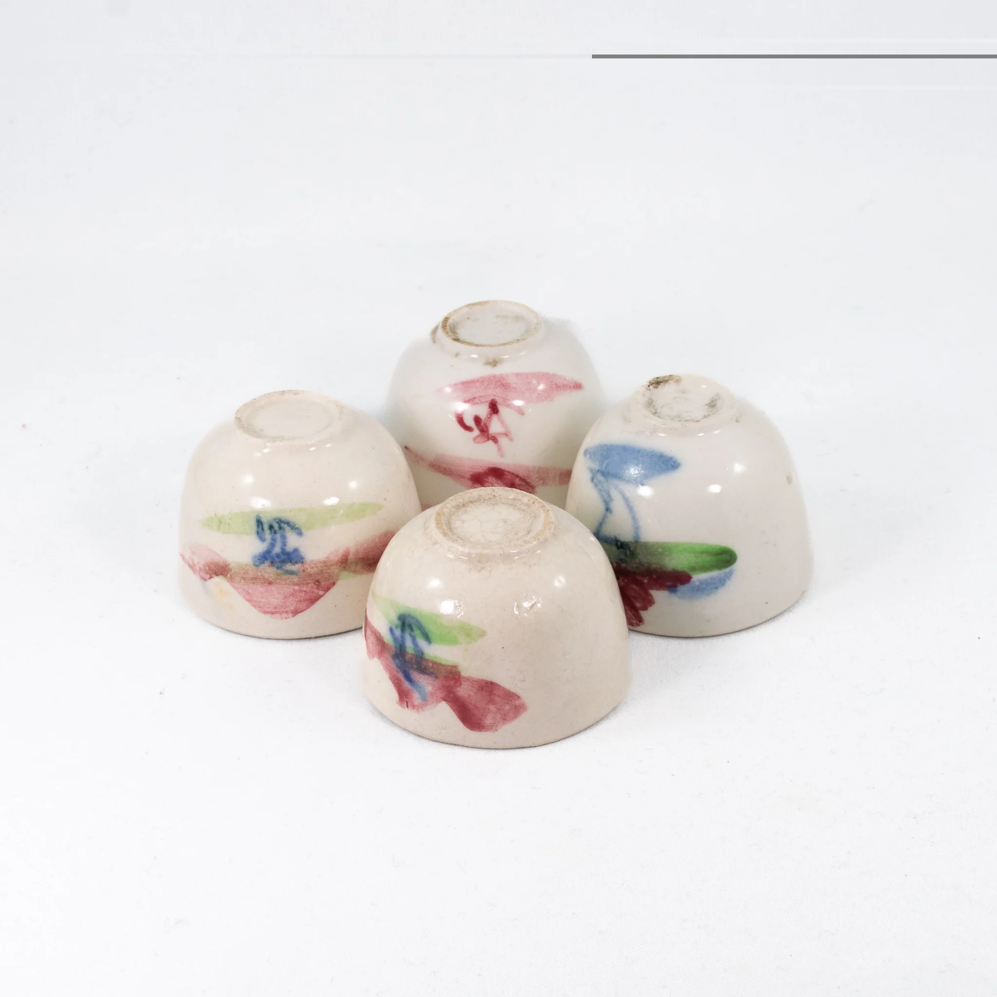 Miniature Antique White Porcelain Flowers Drawing Tea Cup