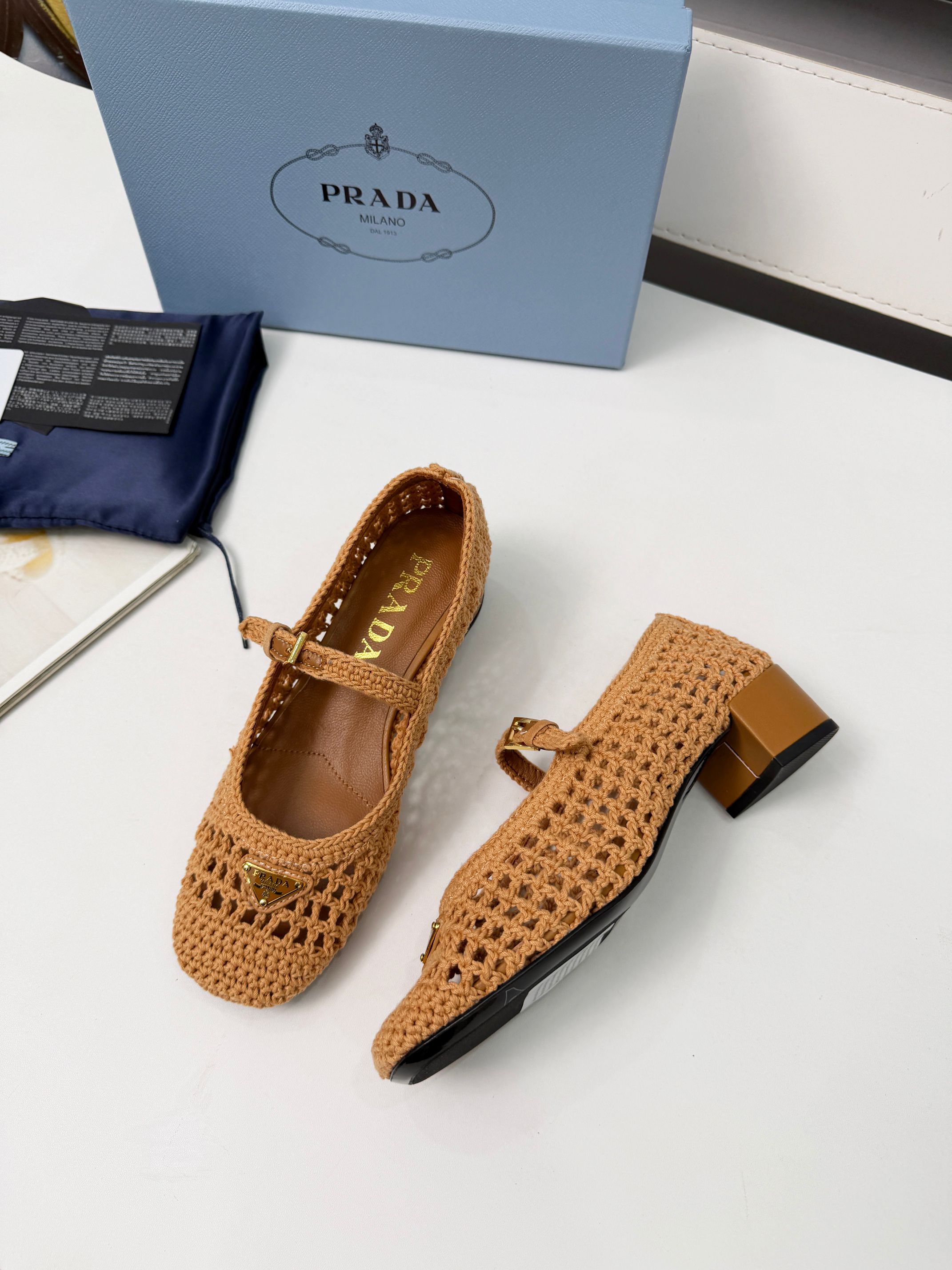 [TOP] PRADA 5cm Mid Heel Pumps - Brown - 711 Luxury