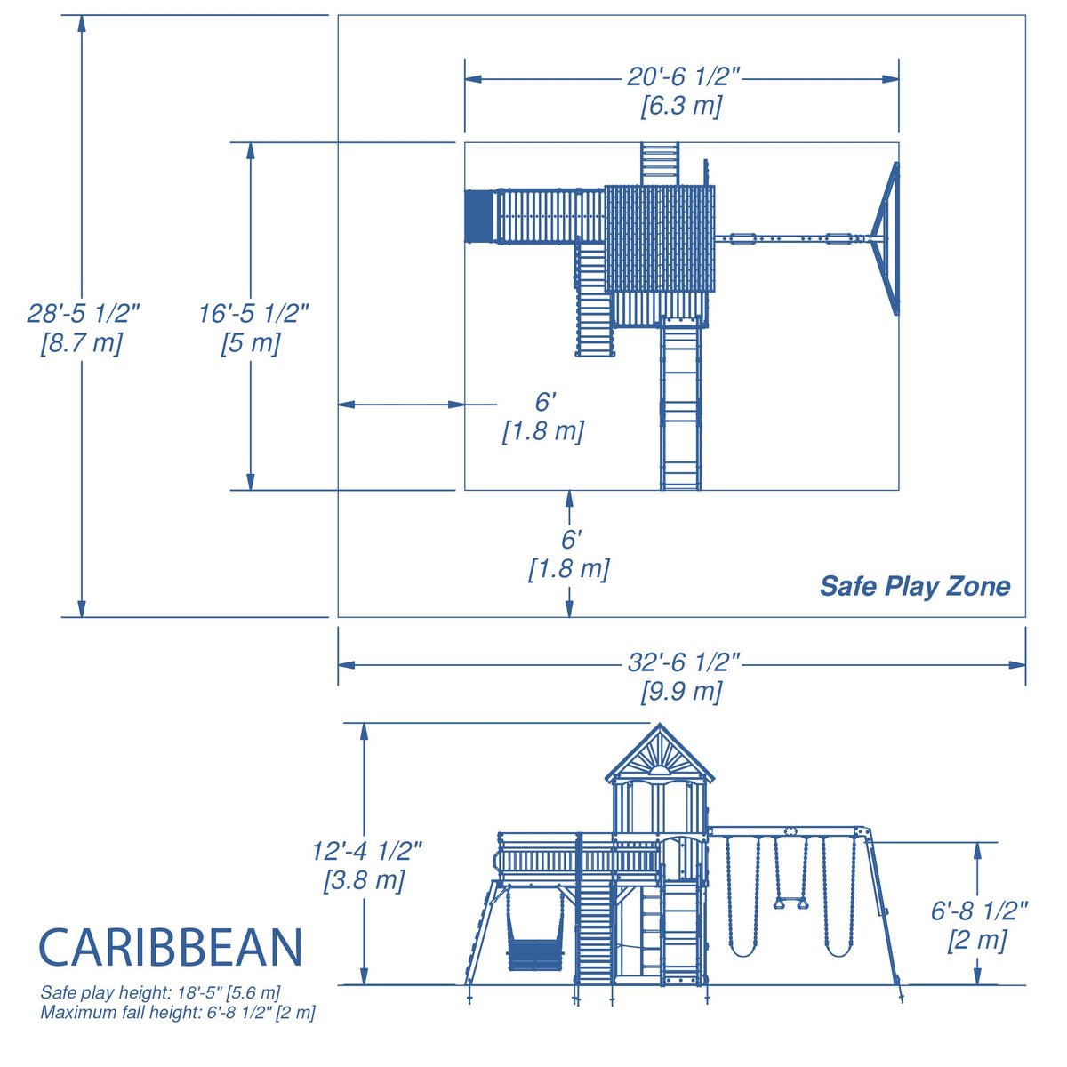 Caribbean Wooden Swing Set