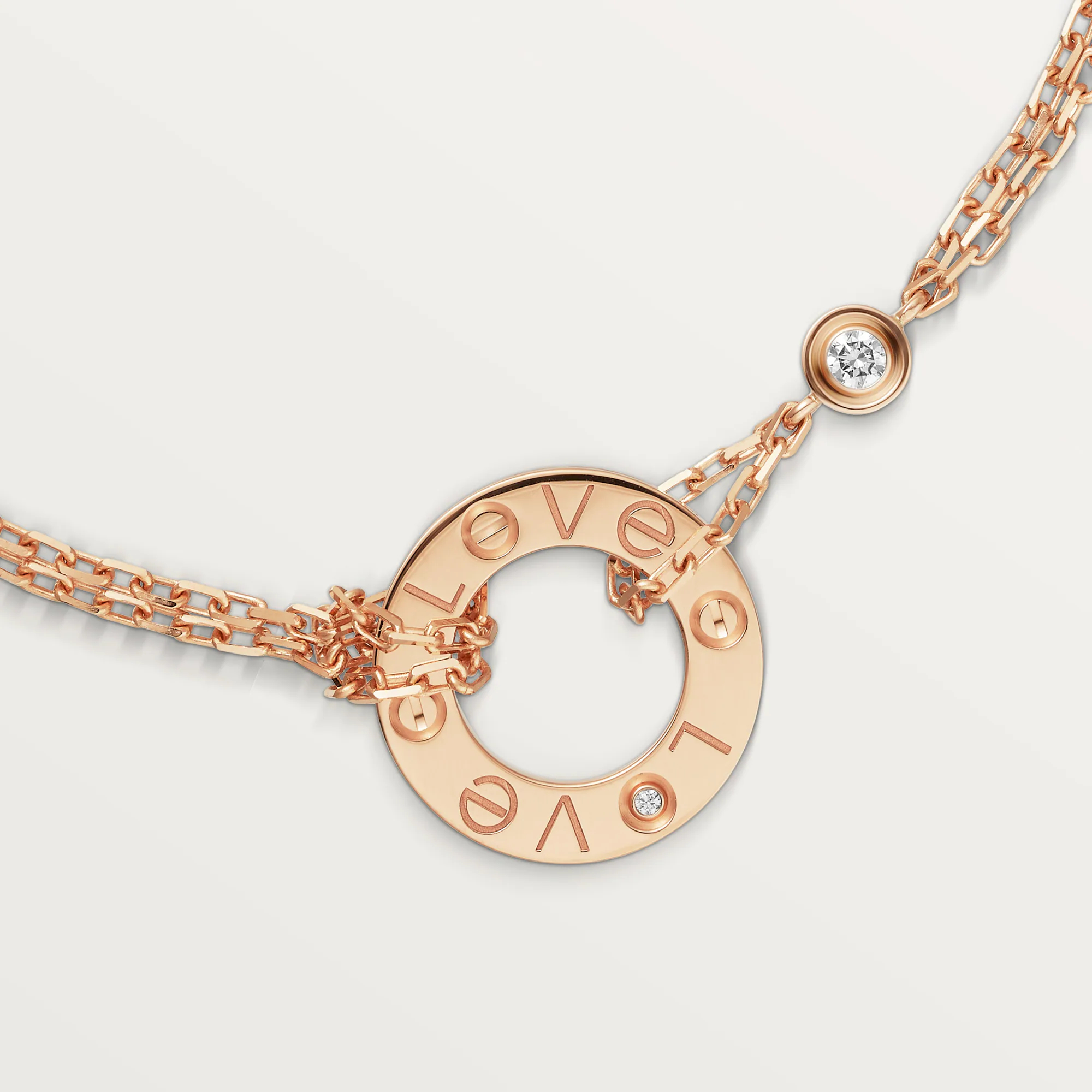 Carty Love Luna Loop Bracelet, Rose Gold, 2 Moissanite
