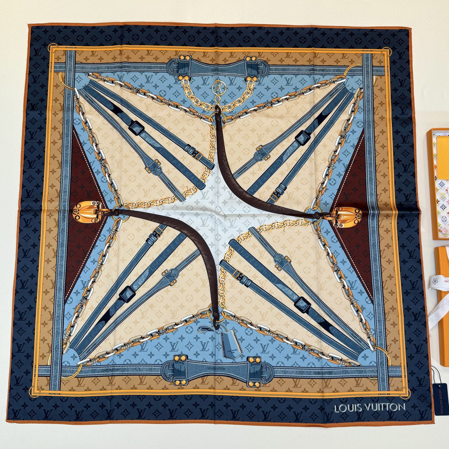 [TOP] Louis Vuitton LV Scarf 90X90cm - Brown - 711 Luxury