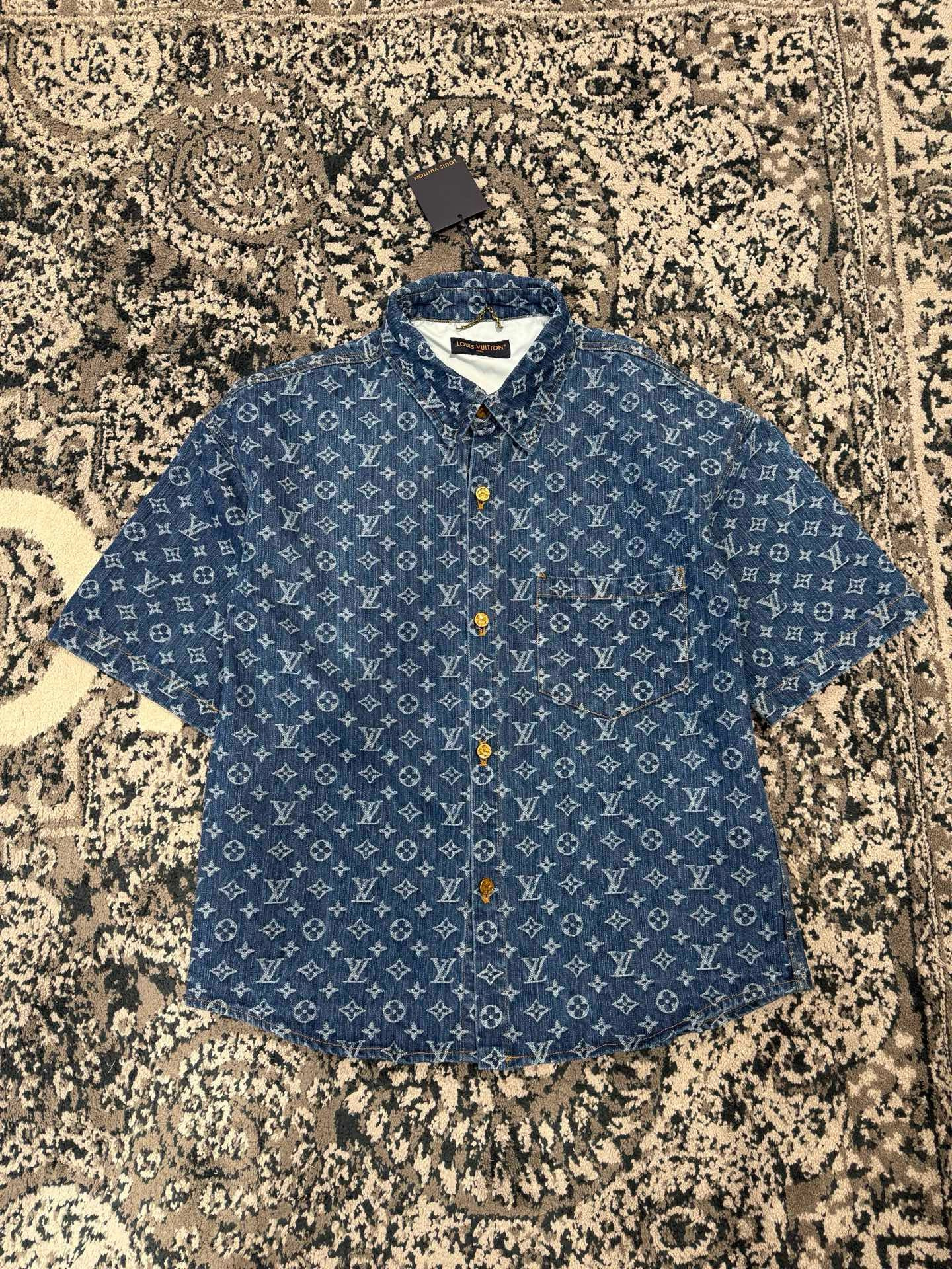 LOUIS VUITTON Monogram Denim Shirt Shorts #379572