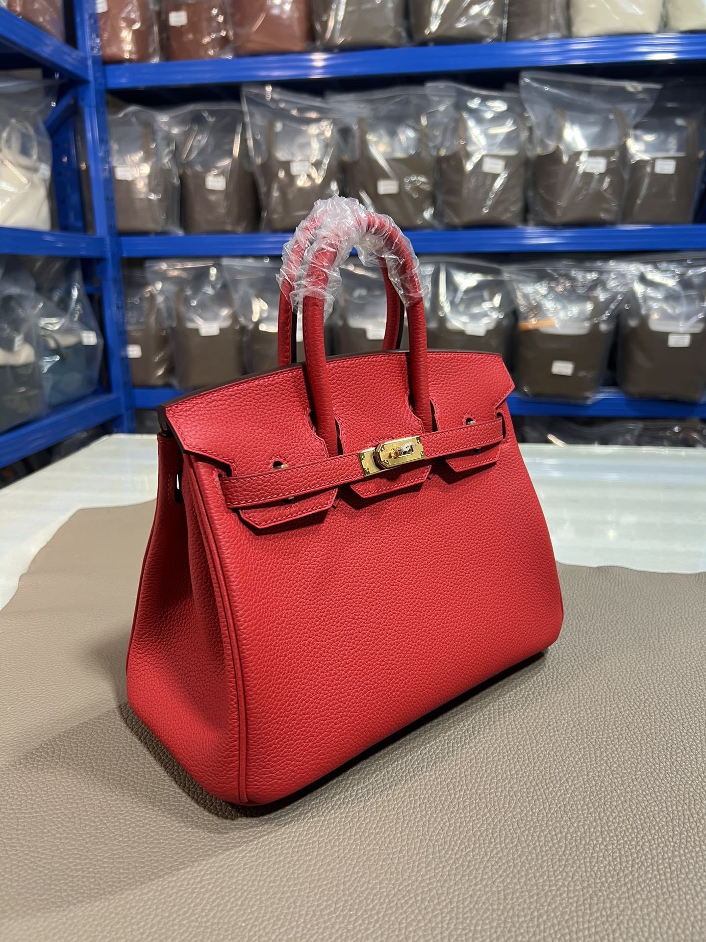 [TOP] HERMES Birkin Togo Leather 25cm - Rouge Casaque & GHW