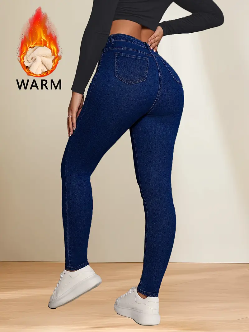 Fleece-Lined High-Waist Skinny Jeans – Warmth & Flattering Fit