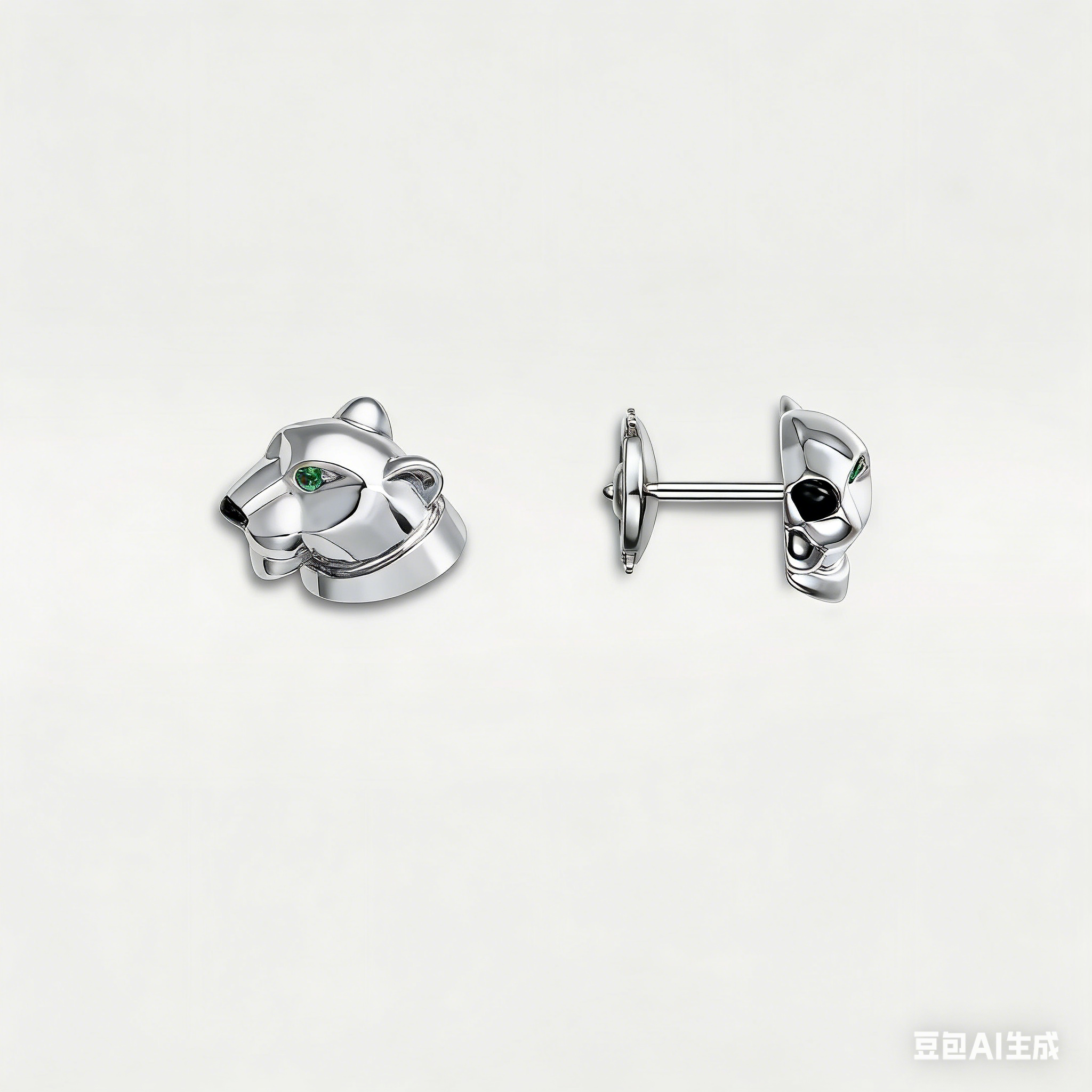 Carty Panther Pure Earrings,White Gold, Stud