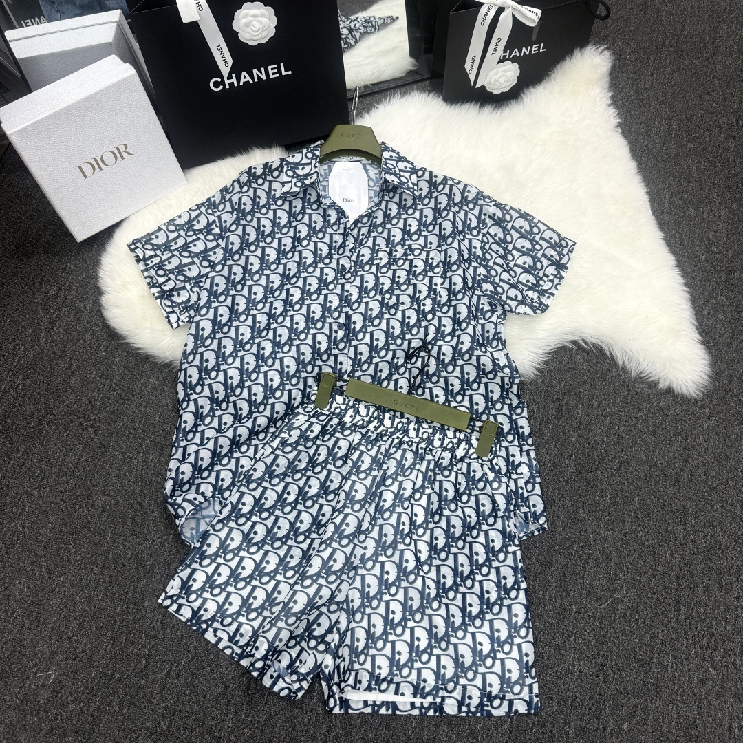 [TOP] Christian Dior  Shirt + Shorts Suit - Blue