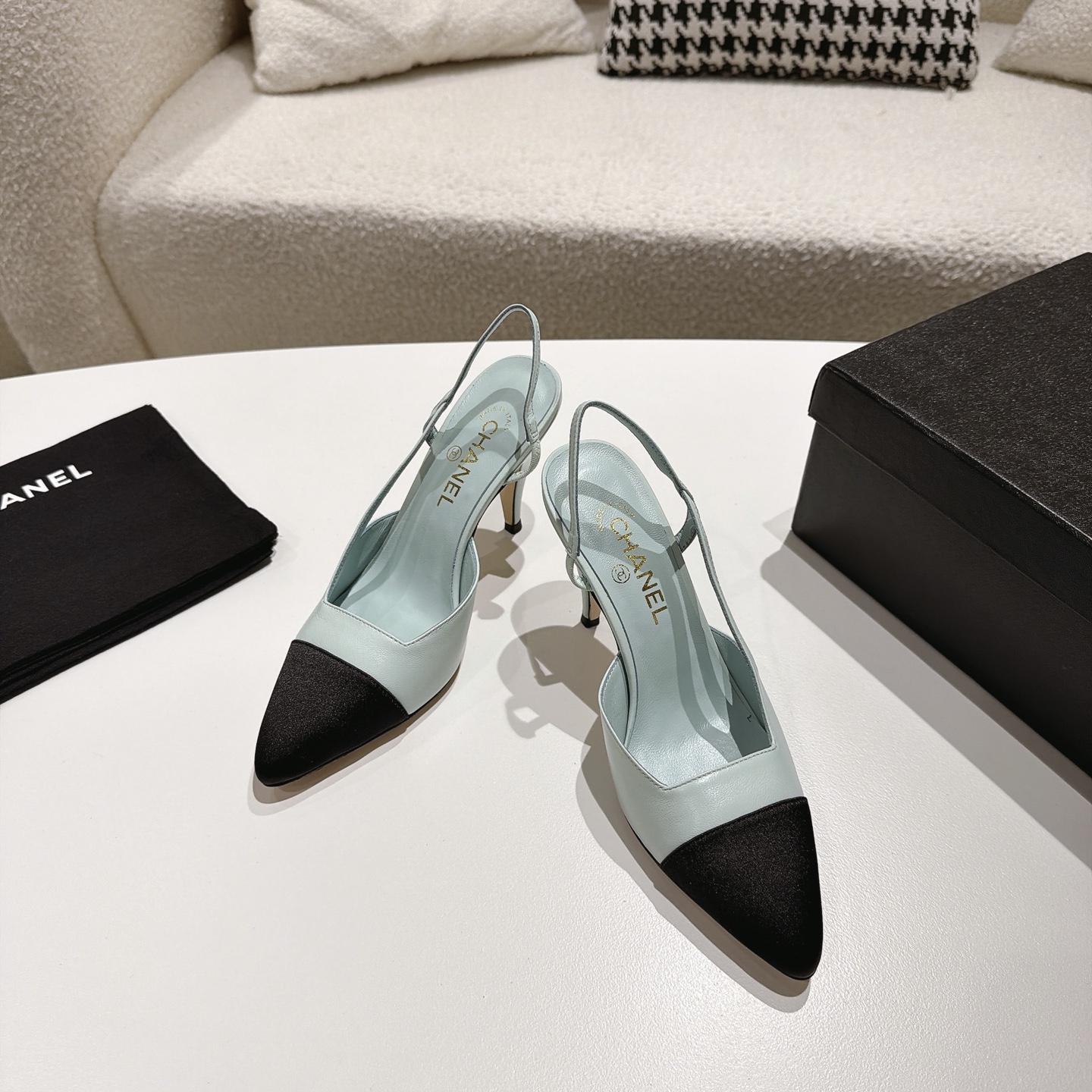 [TOP] CHANEL High Heels Mules - Light Blue - 711 Luxury