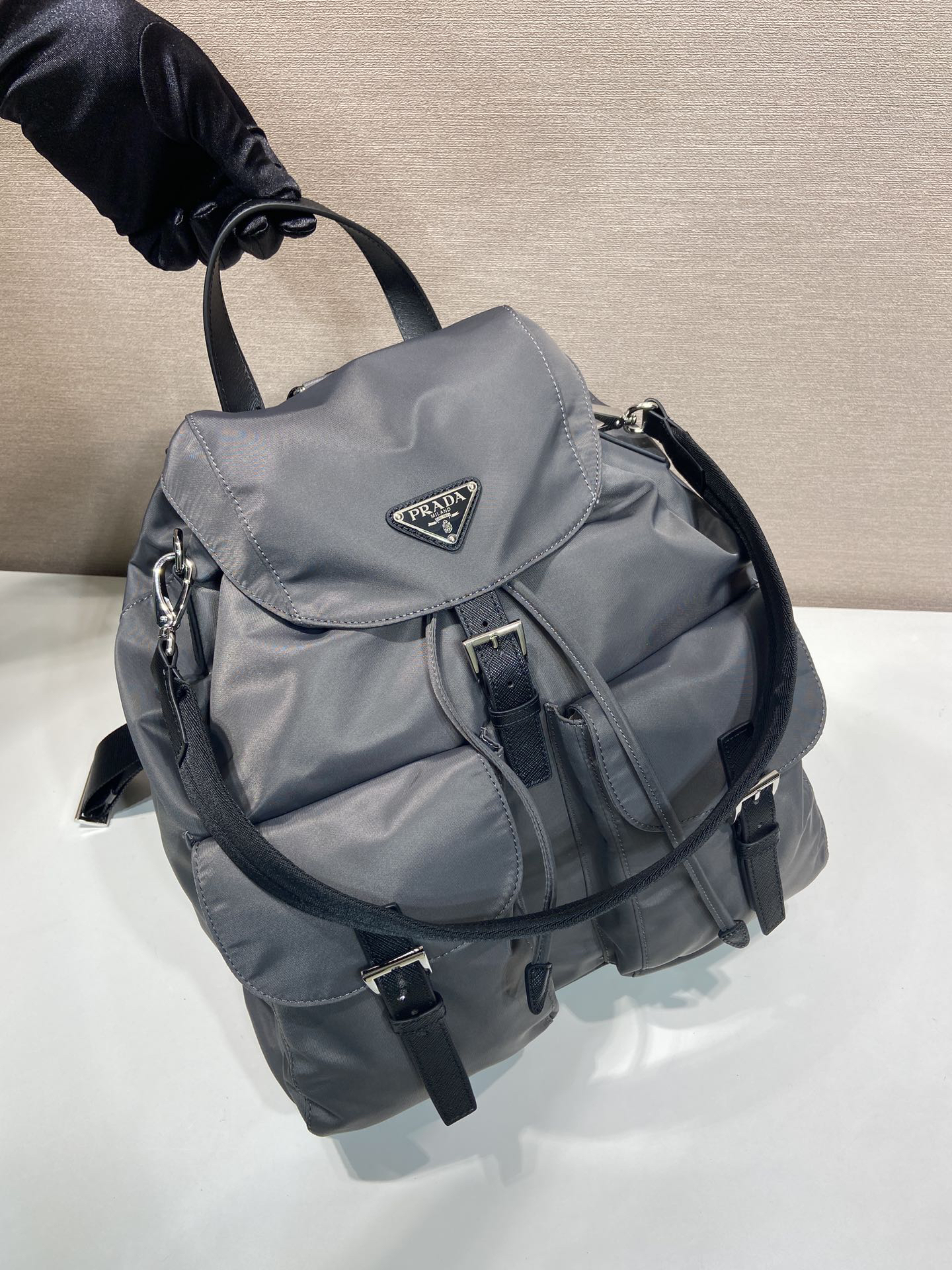 [TOP] PRADA Re-Nylon Backpack 34x39x15cm - Dark Gray - 711 Luxury