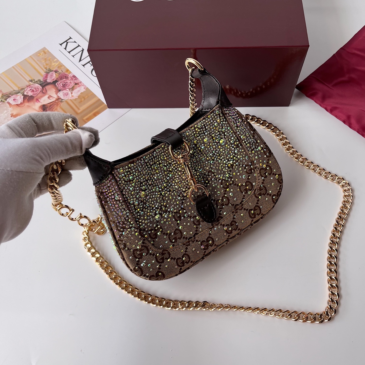 [TOP] GUCCI Jackie Notte Bag Mini 19.5*18*3.5 cm - Brown