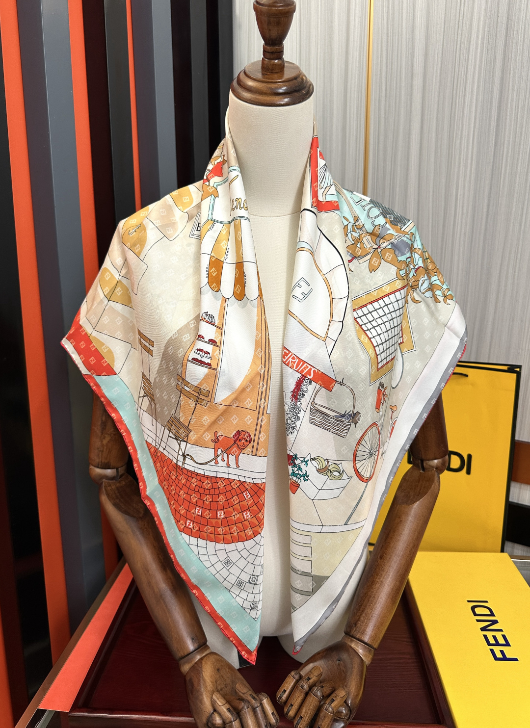 [TOP] FENDI Silk Scarf 90x90cm - Orange - 711 Luxury