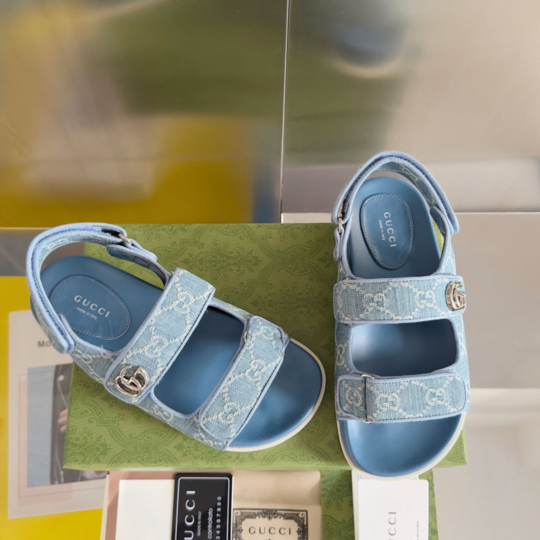 [TOP] GUCCI Velcro Thick-soled Sandals - Blue - 711 Luxury