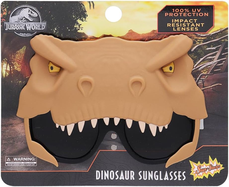 SunStaches Jurassic World T-Rex Sunglasses | Dinosaur Costume or Dino Party Favor | UV 400 | One Size Fits Most