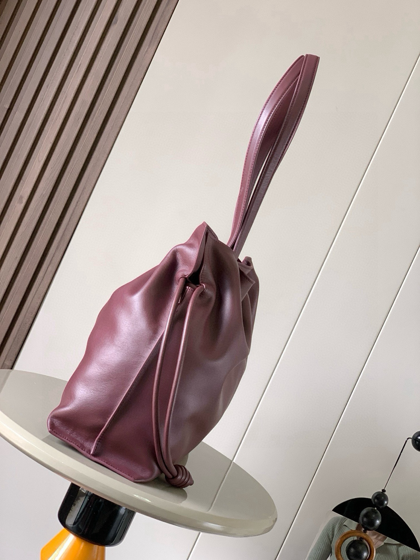 [TOP] LOEWE Flamenco Bag Cowhide Leather 38x29x14cm - Burgundy Red - 711 Luxury