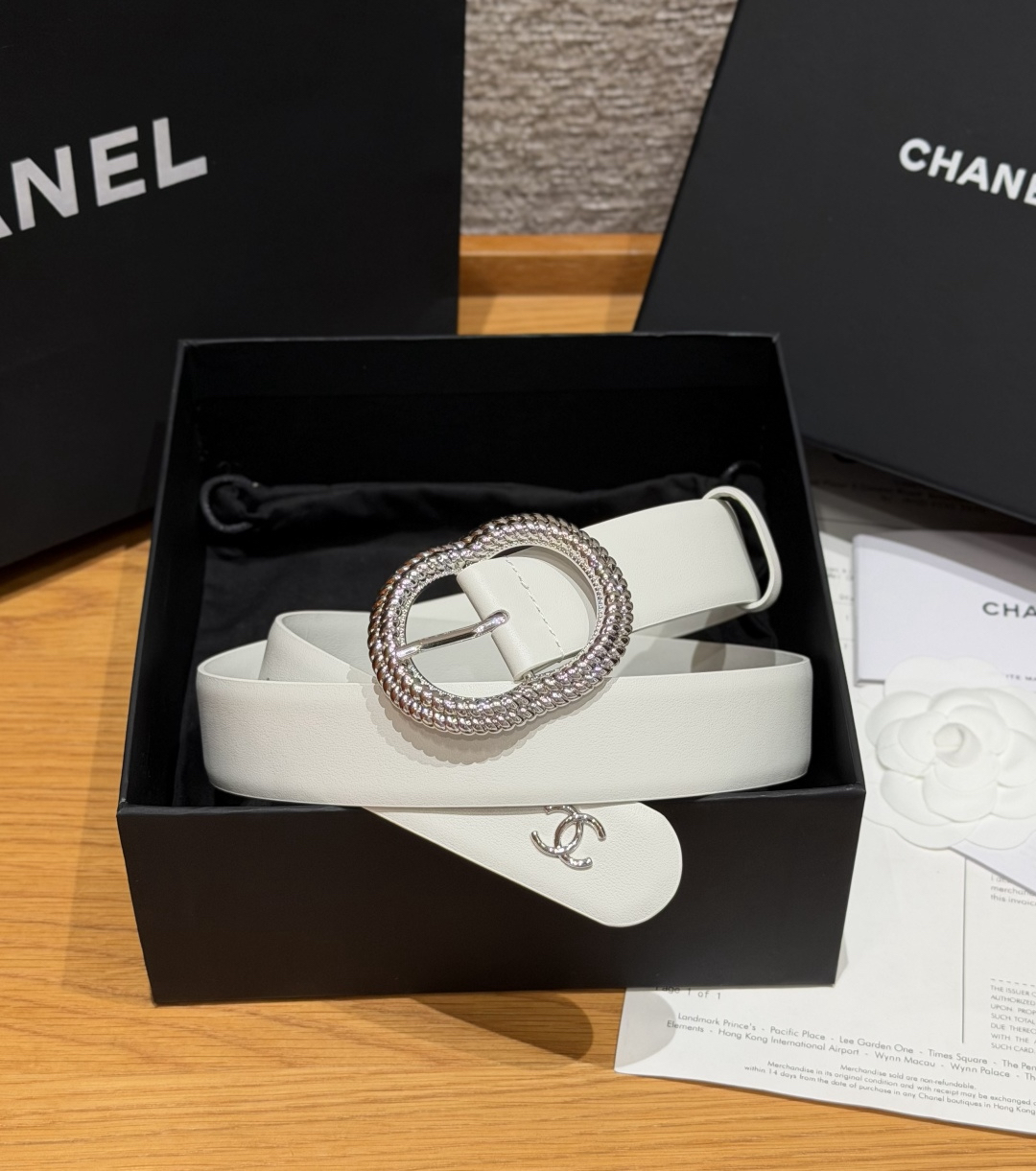[TOP] CHANEL Cowhide Belt 3 cm - White - 711 Luxury