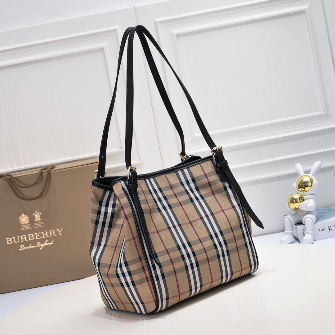 [TOP] BURBERRY Shopping Bag 28x26cm - Khaki and Black - 711 Luxury