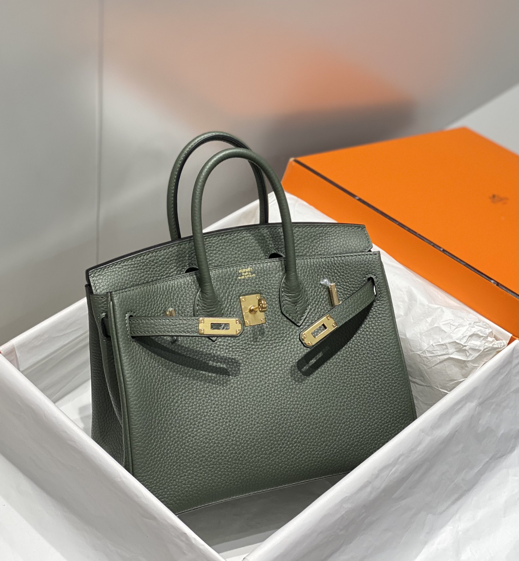 [TOP] HERMES Birkin Togo Leather 25cm - Vert Amande & GHW