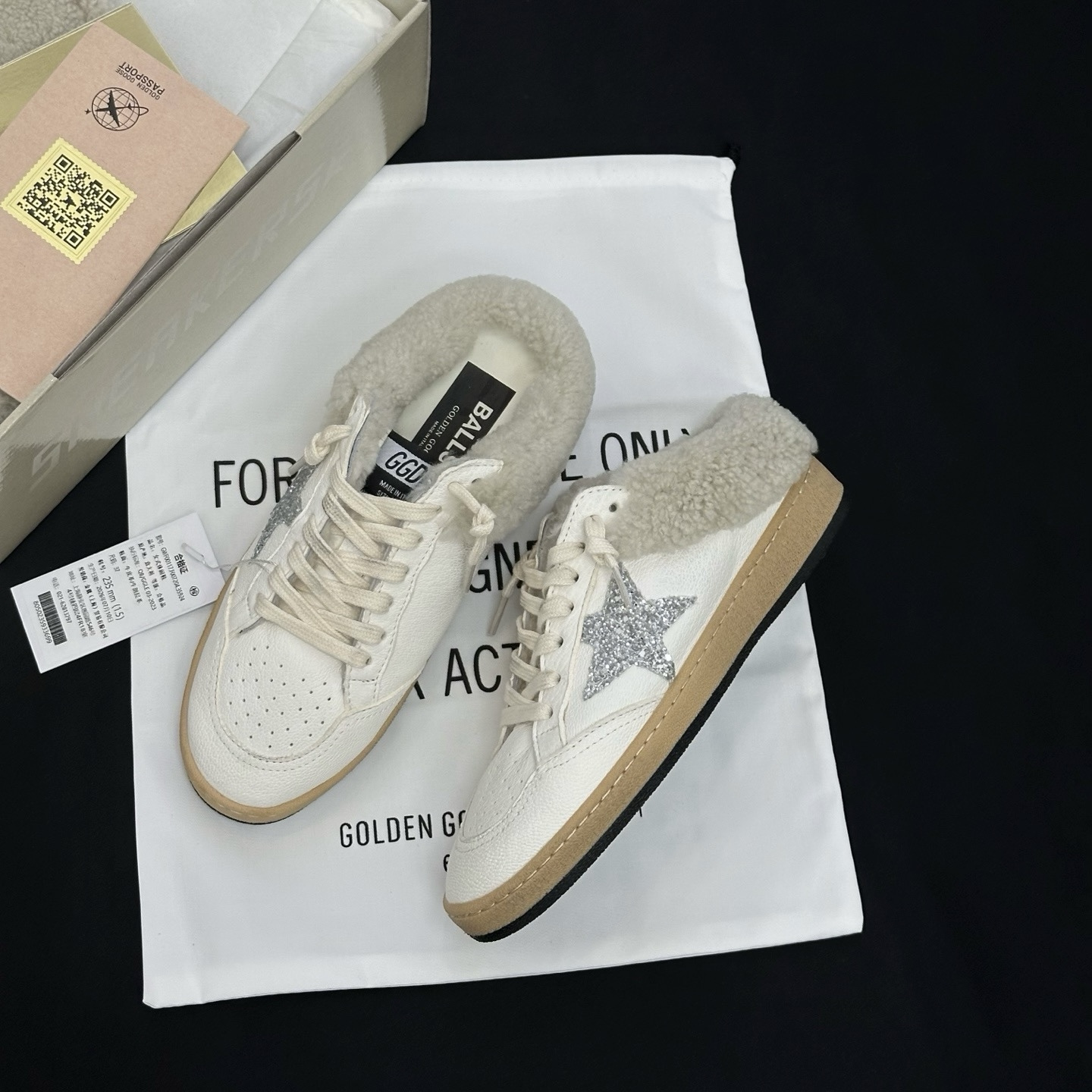 Designer Accessory Golden Goose Ball Star Sabots With Glitter Star and Shearling #393783 View 2 | Nigo Office
