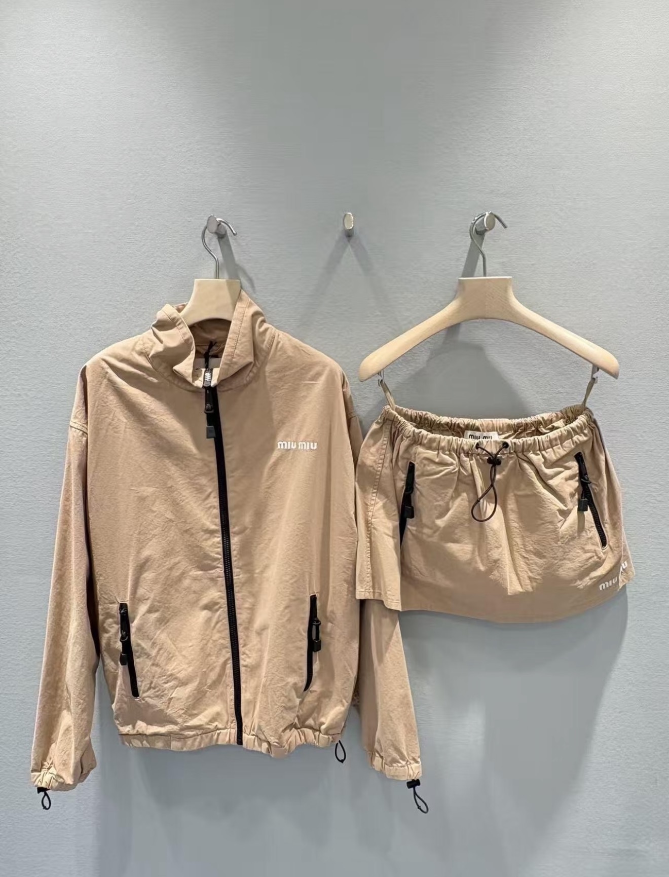 [TOP] Miu Miu Jacket + Skirt Set - Khaki - 711 Luxury
