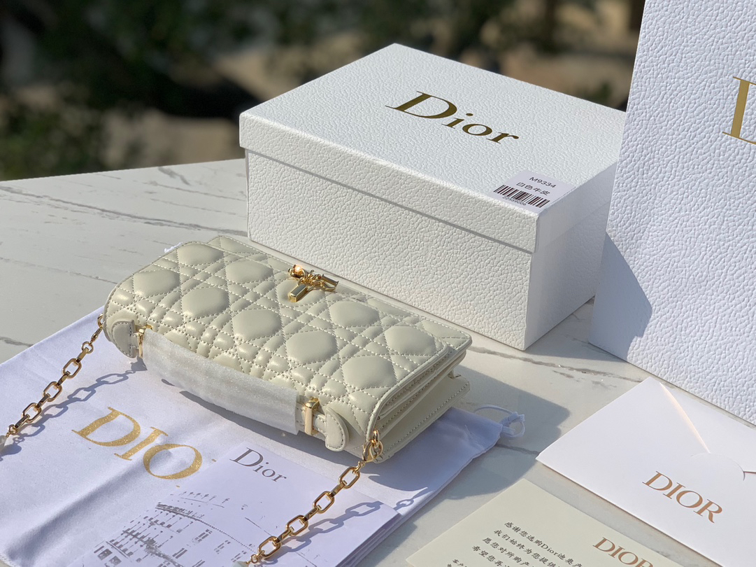 [TOP] Christian Dior My Dior Mini Bag Cannage Lambskin 21x11.5x4.5cm - White