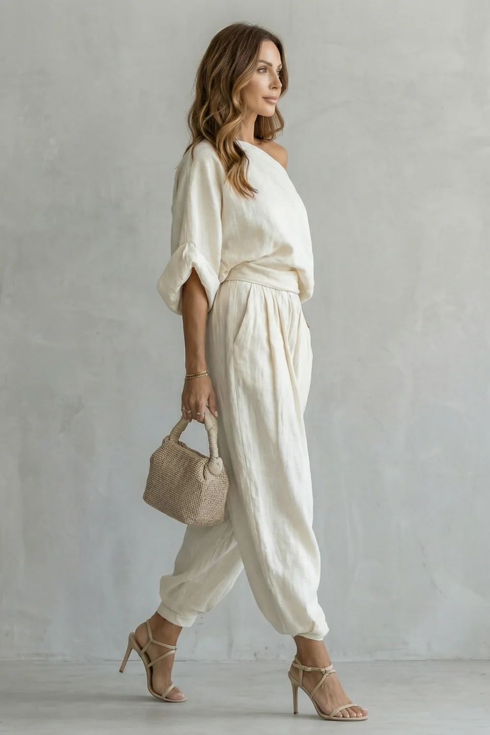 Alméra – Relaxed off shoulder elegance – Two piece set