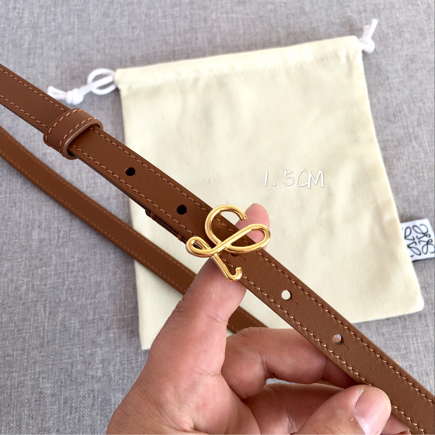 [TOP] LOEWE Leather Belt 1.5 cm - Brown - 711 Luxury