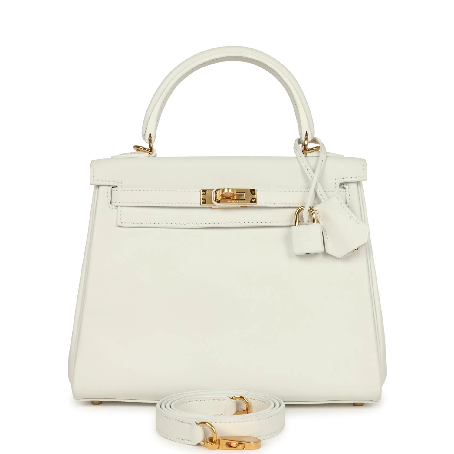 Hermes Kelly Retourne  New White Swift Gold Hardware