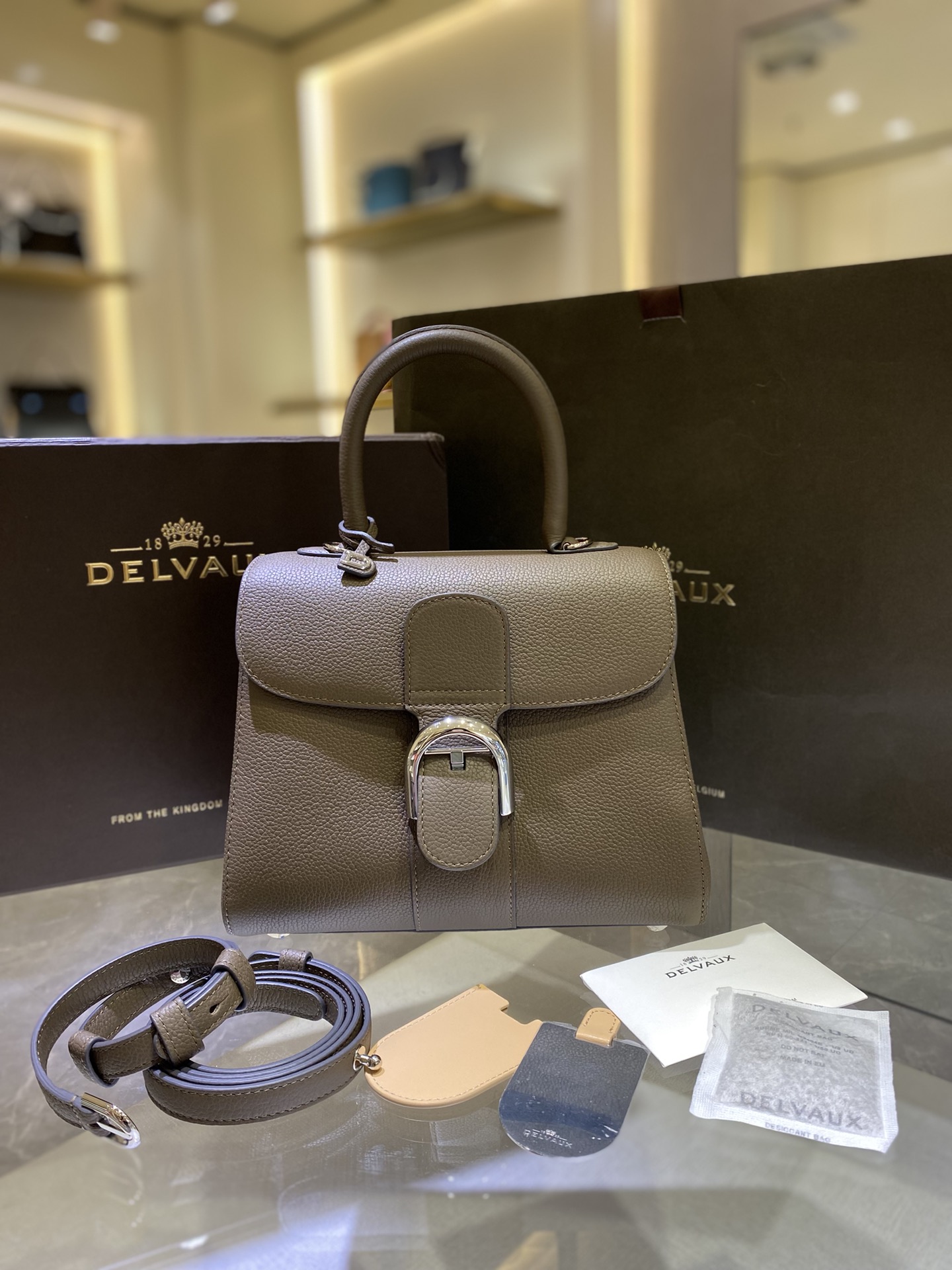 [TOP] Delvaux Brillant Bag Togo Leather 24*12*19cm - Gray - 711 Luxury