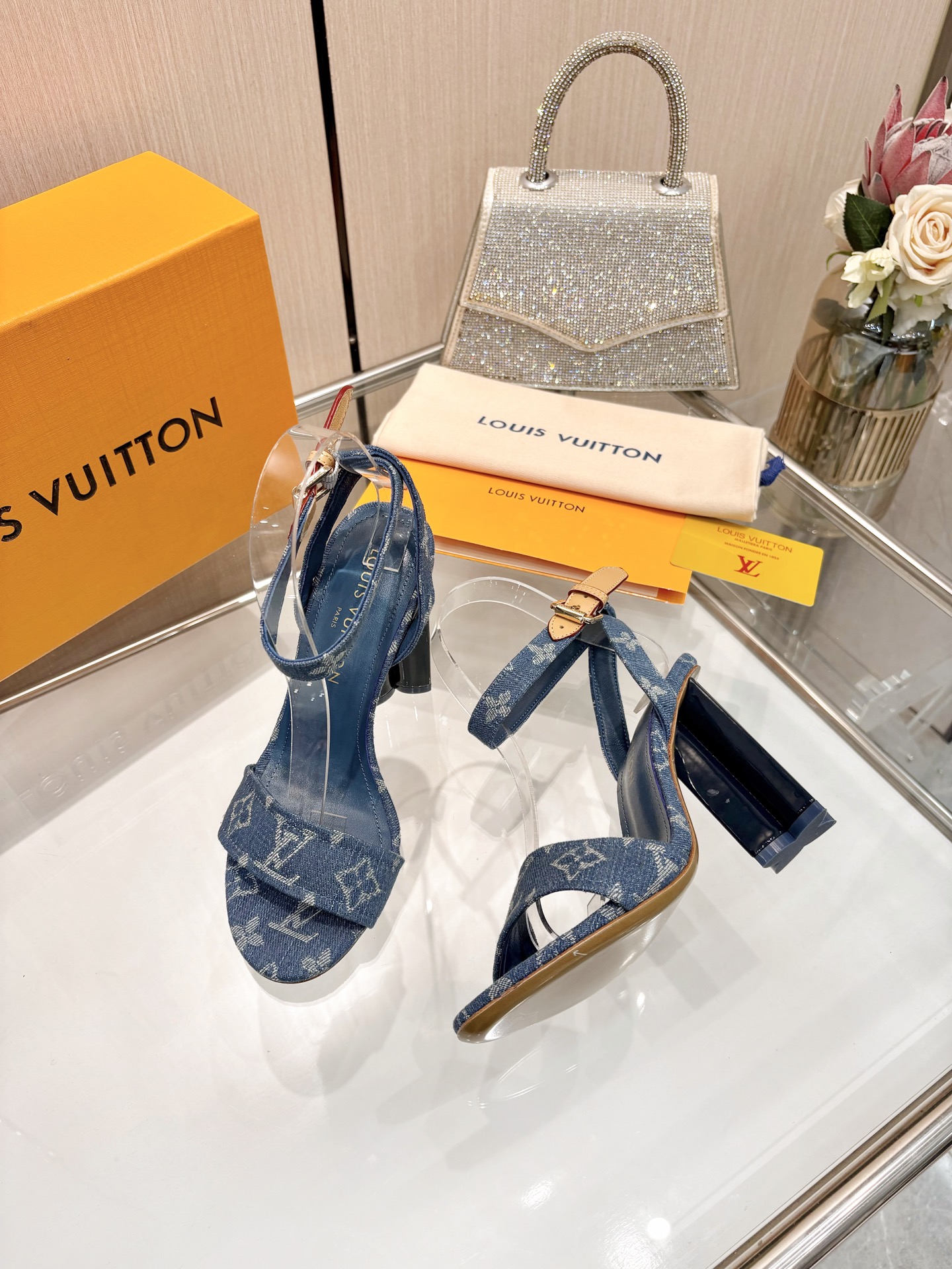 [TOP] Louis Vuitton LV 10cm High Heel Sandals - Denim Blue - 711 Luxury