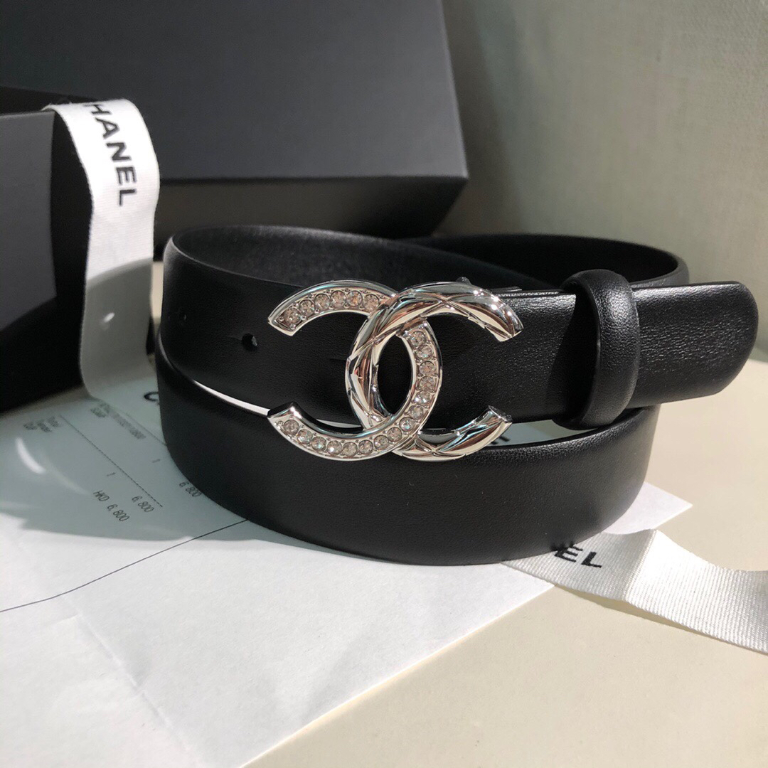 [TOP] CHANEL Cowhide Belt 3 cm - Black - 711 Luxury